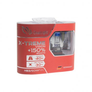 969 р. Лампа 12V HB3 65W +150% бокс (2шт.) X-treme Vision CLEARLIGHT CLEARLIGHT ml9005xtv150  с доставкой в г. Майкоп. Увеличить фотографию 1