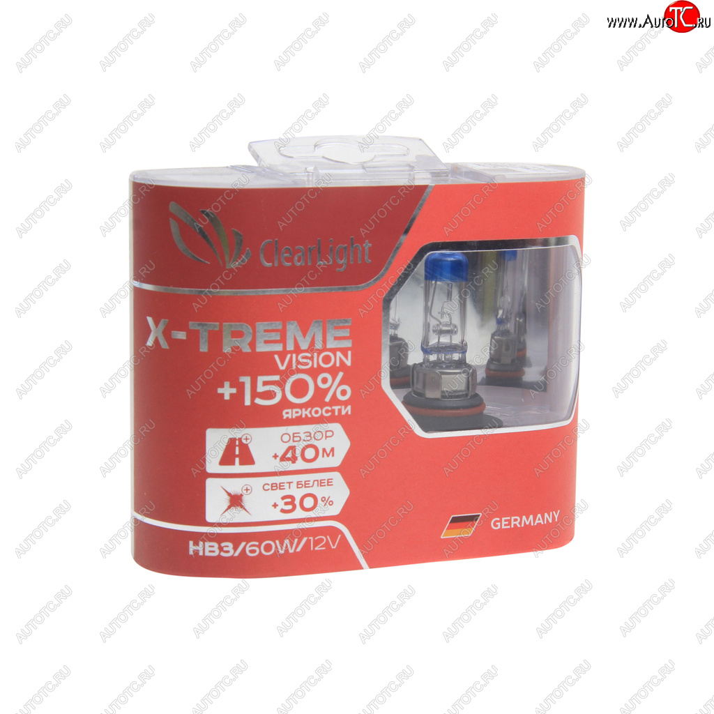 969 р. Лампа 12V HB3 65W +150% бокс (2шт.) X-treme Vision CLEARLIGHT CLEARLIGHT ml9005xtv150  с доставкой в г. Майкоп