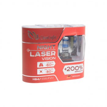 1 099 р. Лампа 12V HB4 55W +200% бокс (2шт.) Night Laser Vision CLEARLIGHT CLEARLIGHT ml9006nlv200  с доставкой в г. Майкоп. Увеличить фотографию 1
