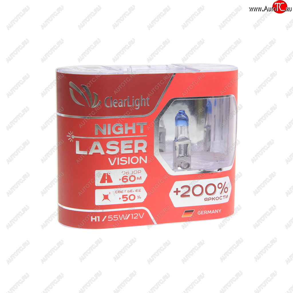 759 р. Лампа 12V H1 55W +200% бокс (2шт.) Night Laser Vision CLEARLIGHT CLEARLIGHT mlh1nlv200  с доставкой в г. Майкоп