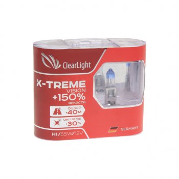 649 р. Лампа 12V H1 55W +150% бокс (2шт.) X-treme Vision CLEARLIGHT CLEARLIGHT mlh1xtv150  с доставкой в г. Майкоп. Увеличить фотографию 1
