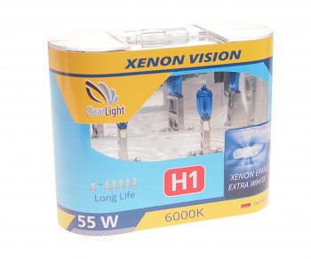 499 р. Лампа 12V H1 55W бокс (2шт.) Xenon Vision CLEARLIGHT CLEARLIGHT mlh1xv  с доставкой в г. Майкоп. Увеличить фотографию 1