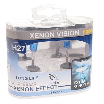 659 р. Лампа 12V H27 27W бокс (2шт.) Xenon Vision CLEARLIGHT CLEARLIGHT mlh27xv  с доставкой в г. Майкоп. Увеличить фотографию 1