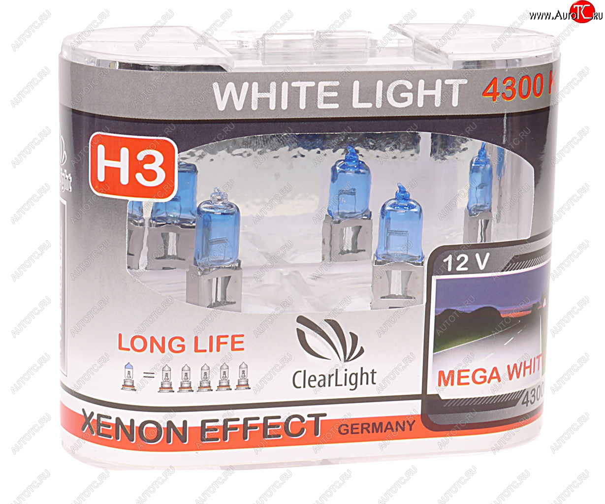 499 р. Лампа 12V H3 55W РK22s бокс (2шт.) White Light CLEARLIGHT CLEARLIGHT mlh3wl  с доставкой в г. Майкоп