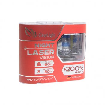 1 089 р. Лампа 12V H4 6055W P43t +200% бокс (2шт.) Night Laser Vision CLEARLIGHT CLEARLIGHT mlh4nlv200  с доставкой в г. Майкоп. Увеличить фотографию 1
