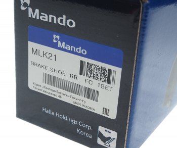 1 649 р. Колодки тормозные KIA Picanto (11-) задние барабанные (4шт.) MANDO MANDO mlk21 MANDO mlk21  с доставкой в г. Майкоп. Увеличить фотографию 4