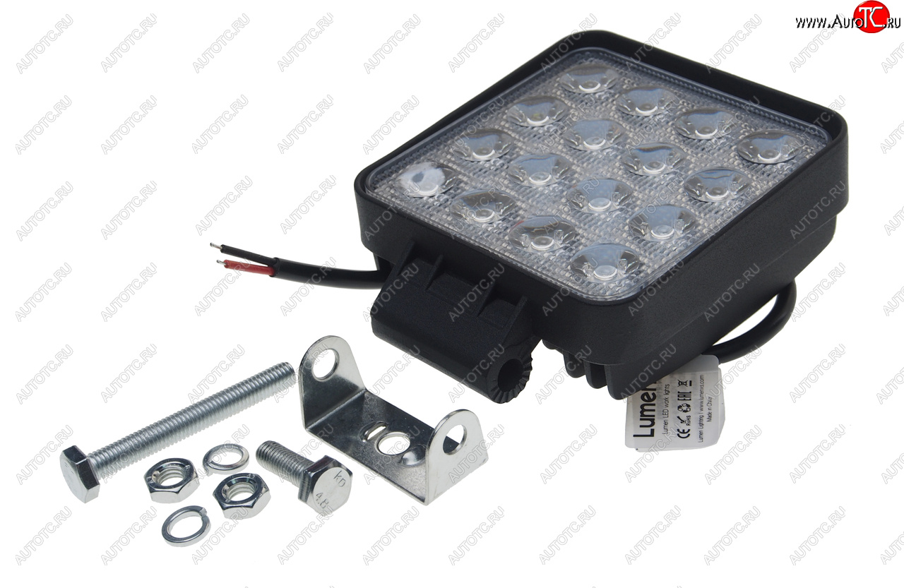 1 539 р. Фара рабочего света 106x106x40мм 48Вт (16 светодиодов) IP67 Super Slim Flood LUMEN LUMEN mlp-sse48ws-2418f  с доставкой в г. Майкоп