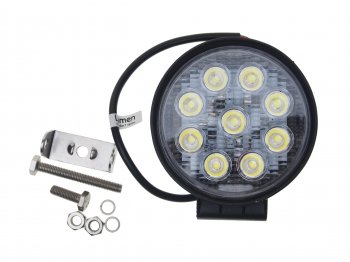 1 369 р. Фара рабочего света круглая 125x110x50мм 27Вт (9 светодиодов) IP68 Standart Flood LUMEN LUMEN mlp-ste27wr1261f  с доставкой в г. Майкоп. Увеличить фотографию 2