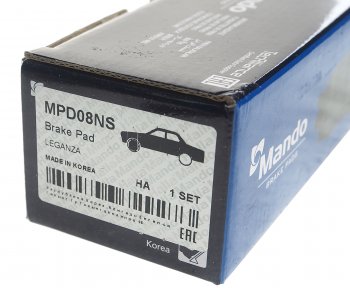 1 059 р. Колодки тормозные DAEWOO Nexia,Nubira CHEVROLET Lacetti (03-) передние (4шт.) MANDO MANDO mpd08ns  с доставкой в г. Майкоп. Увеличить фотографию 3