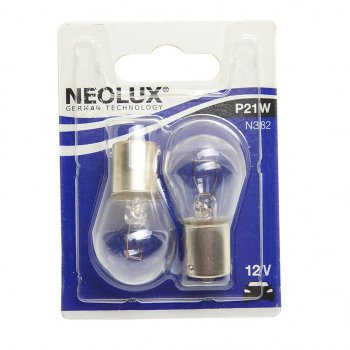 162 р. Лампа 12V P21W BA15s 460лм блистер (2шт.) Standard NEOLUX NEOLUX n382-02b  с доставкой в г. Майкоп. Увеличить фотографию 1
