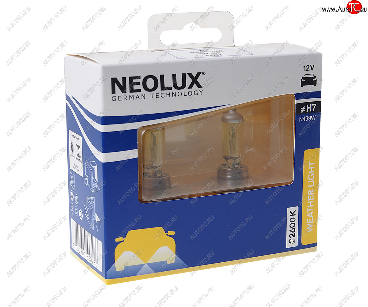 1 339 р. Лампа 12V H7 55W PX26d 2600K 1500лм бокс (2шт.) Weather Light NEOLUX NEOLUX n499w-2scb  с доставкой в г. Майкоп