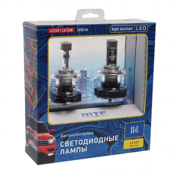 6 599 р. Лампа светодиодная 12V H4 P43t бокс (2шт.) MTF MTF nah04k4  с доставкой в г. Майкоп. Увеличить фотографию 1