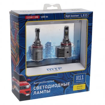 5 649 р. Лампа светодиодная 12V H11H16H8H9 PGJ19-2 бокс (2шт.) MTF MTF nah11k4  с доставкой в г. Майкоп. Увеличить фотографию 1