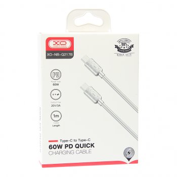 459 р. Кабель USB Type C-USB Type C 1м серебро XO XO nbq217b silver  с доставкой в г. Майкоп. Увеличить фотографию 2