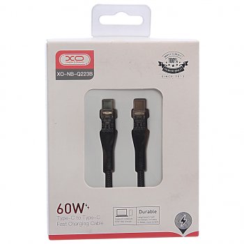 399 р. Кабель USB Type C-USB Type C 1м золото XO XO nb-q223b black  с доставкой в г. Майкоп. Увеличить фотографию 1