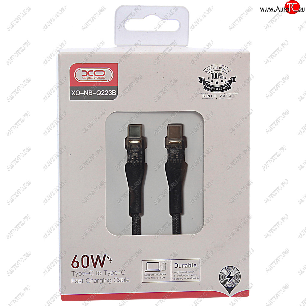 399 р. Кабель USB Type C-USB Type C 1м золото XO XO nb-q223b black  с доставкой в г. Майкоп