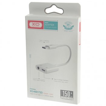 429 р. Переходник USB Type C на jack 3.5 + зарядка белый XO XO nb-r172d white  с доставкой в г. Майкоп. Увеличить фотографию 2