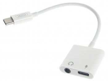 429 р. Переходник USB Type C на jack 3.5 + зарядка белый XO XO nb-r172d white  с доставкой в г. Майкоп. Увеличить фотографию 1
