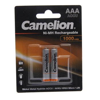193 р. Батарейка AAA HR03 1.2V аккумулятор Ni-MH 1000mAh блистер 2шт. (цена за 1шт.) CAMELION CAMELION nh-aaa1000bp2  с доставкой в г. Майкоп. Увеличить фотографию 3