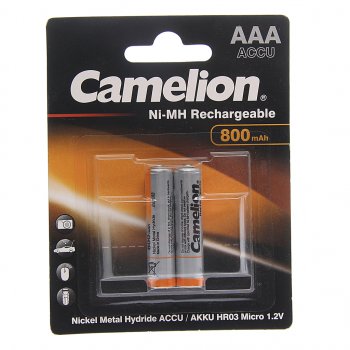 171 р. Батарейка AAA HR03 1.2V аккумулятор Ni-MH 800mAh блистер 2шт. (цена за 1шт.) CAMELION CAMELION nh-aaa800bp2  с доставкой в г. Майкоп. Увеличить фотографию 2