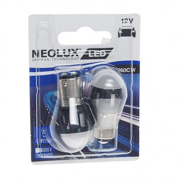 969 р. Лампа светодиодная 12V P215W BAY15d 6000K 8525лм блистер (2шт.) LED Cool White NEOLUX NEOLUX np2260cw-02b  с доставкой в г. Майкоп. Увеличить фотографию 1