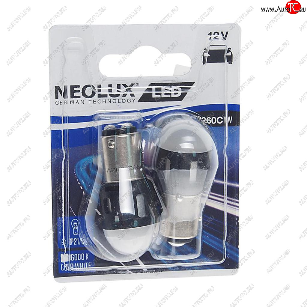 969 р. Лампа светодиодная 12V P215W BAY15d 6000K 8525лм блистер (2шт.) LED Cool White NEOLUX NEOLUX np2260cw-02b  с доставкой в г. Майкоп