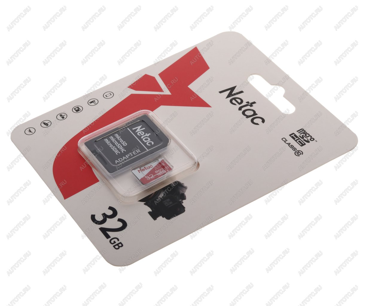 419 р. Карта памяти 32GB MicroSD class 10 + SD адаптер NETAC NETAC nt02p500eco-032g-r  с доставкой в г. Майкоп