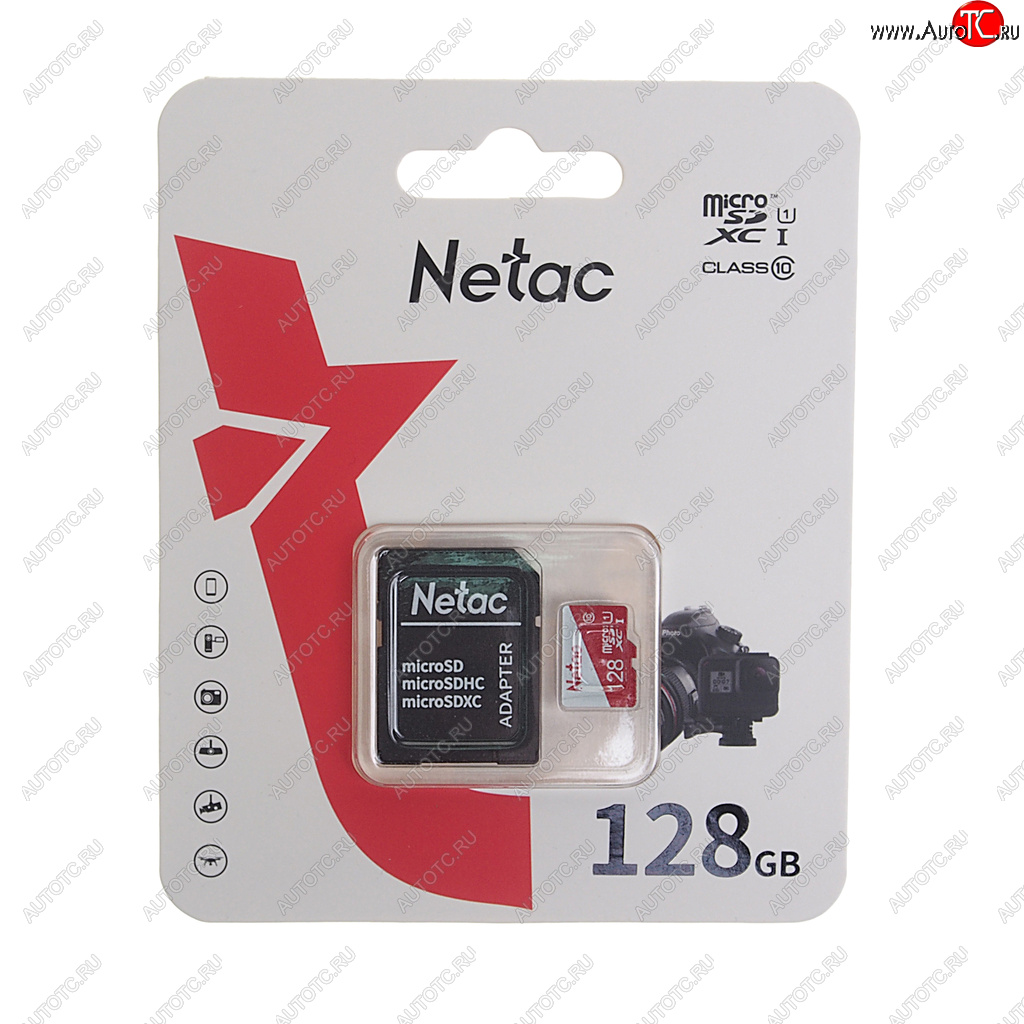 899 р. Карта памяти 128GB MicroSD class 10 + SD адаптер NETAC NETAC nt02p500eco-128g-r  с доставкой в г. Майкоп