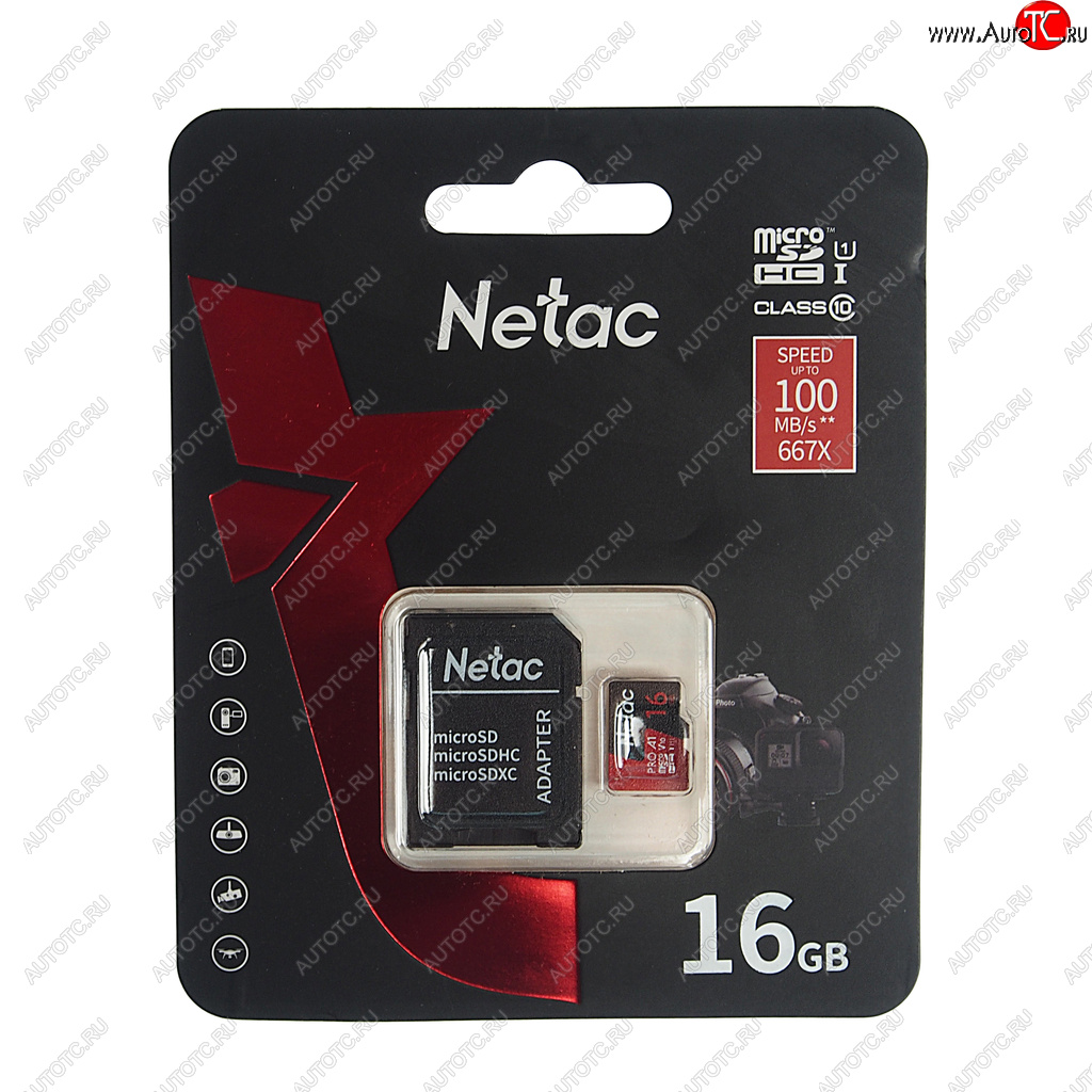 439 р. Карта памяти 16GB MicroSD class 10 + SD адаптер NETAC NETAC nt02p500pro-016g-r  с доставкой в г. Майкоп