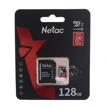849 р. Карта памяти 128GB MicroSD class 10 + SD адаптер NETAC NETAC nt02p500pro-128g-r NETAC nt02p500pro-128g-r  с доставкой в г. Майкоп. Увеличить фотографию 1