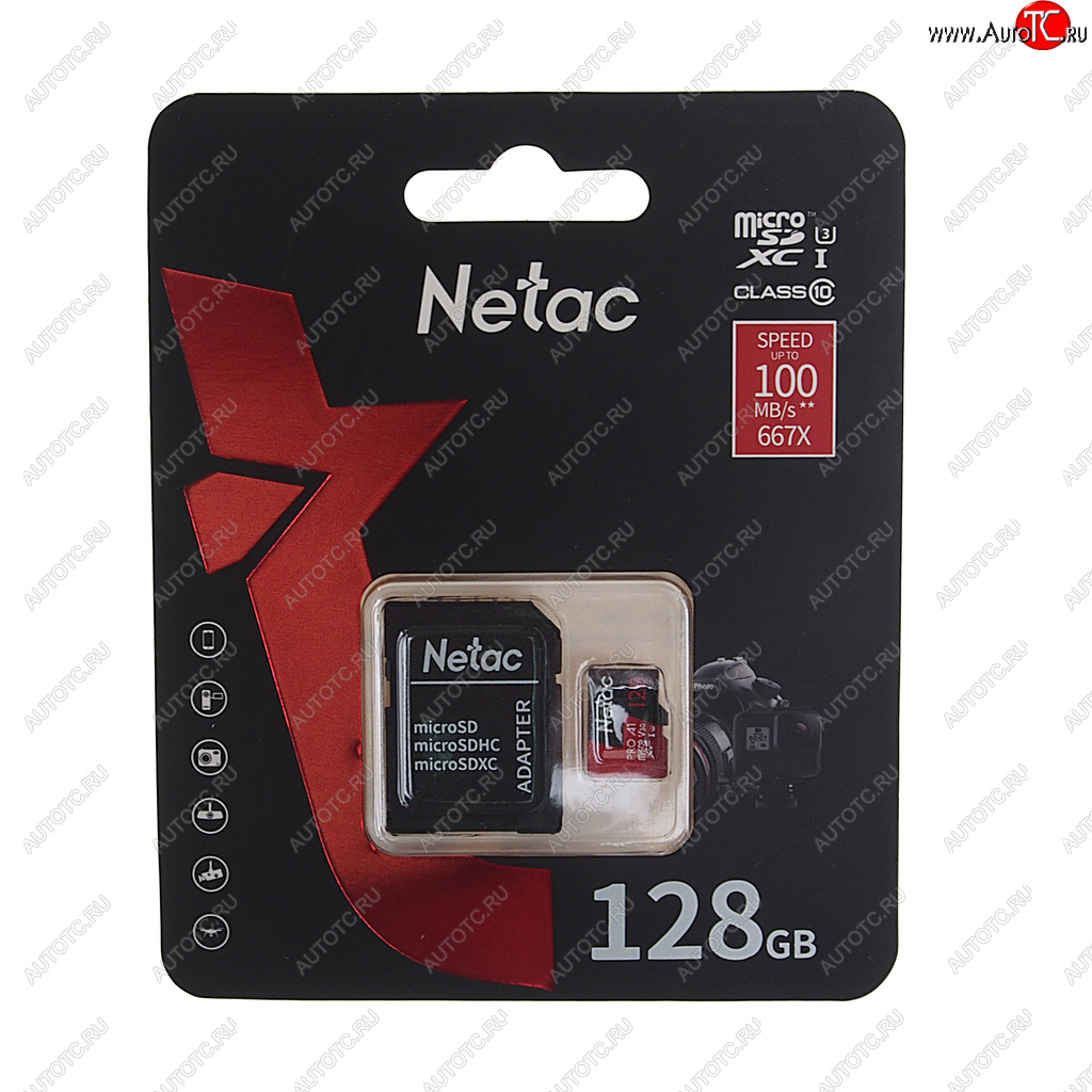849 р. Карта памяти 128GB MicroSD class 10 + SD адаптер NETAC NETAC nt02p500pro-128g-r NETAC nt02p500pro-128g-r  с доставкой в г. Майкоп