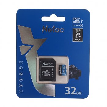 389 р. Карта памяти 32GB MicroSD class 10 + SD адаптер NETAC NETAC nt02p500stn-032g-r  с доставкой в г. Майкоп. Увеличить фотографию 1