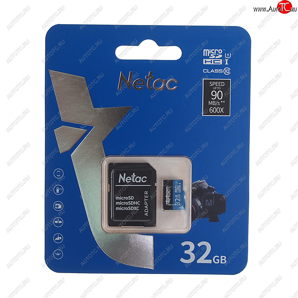 389 р. Карта памяти 32GB MicroSD class 10 + SD адаптер NETAC NETAC nt02p500stn-032g-r  с доставкой в г. Майкоп