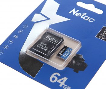 479 р. Карта памяти 64GB MicroSD class 10 + SD адаптер NETAC NETAC nt02p500stn-064g-r  с доставкой в г. Майкоп. Увеличить фотографию 2