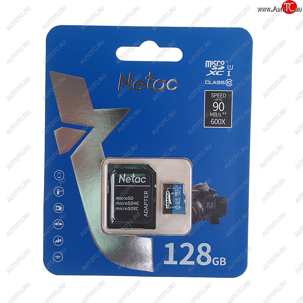 949 р. Карта памяти 128GB MicroSD class 10 + SD адаптер NETAC NETAC nt02p500stn-128g-r  с доставкой в г. Майкоп