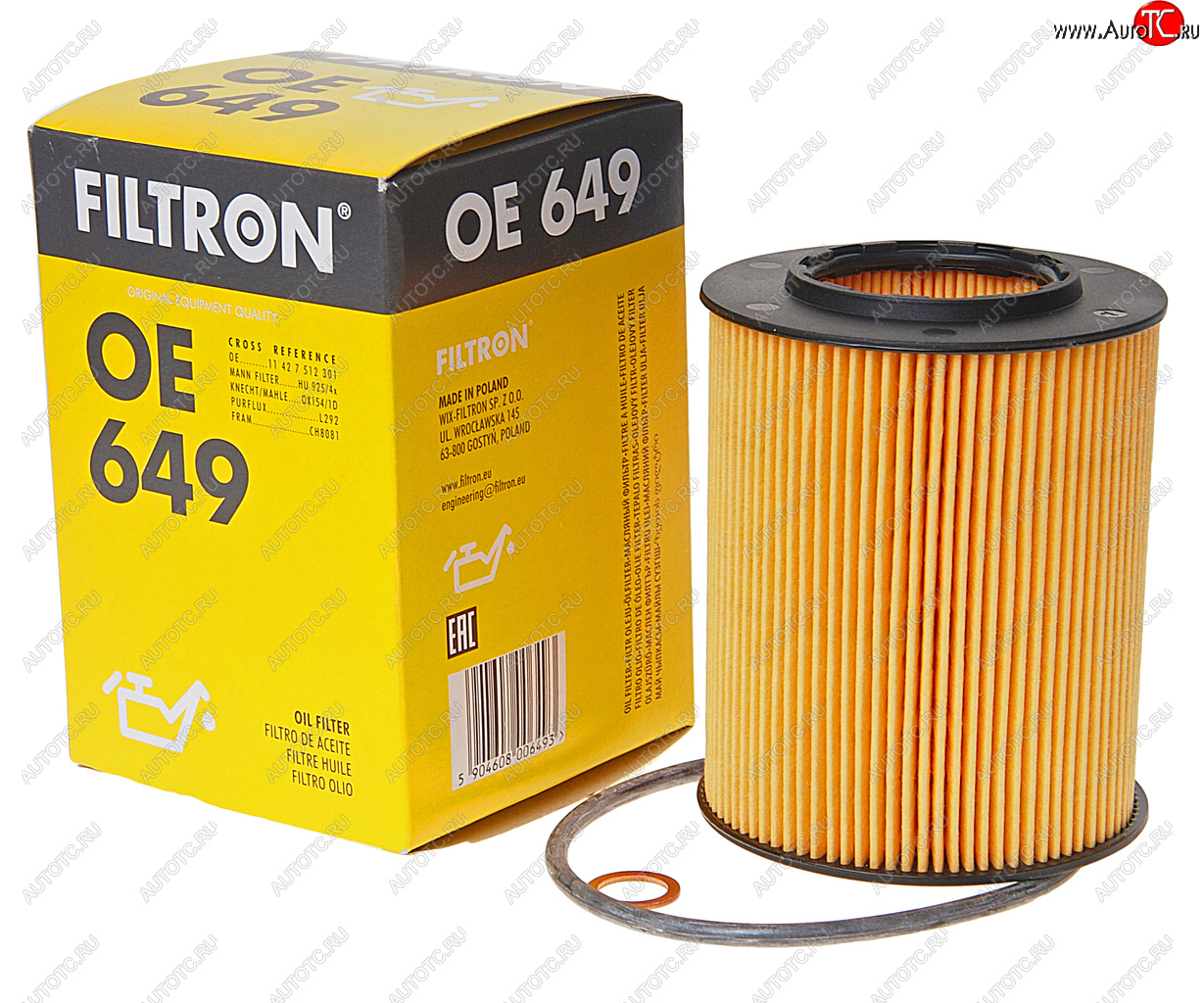 579 р. Фильтр масляный BMW (E39,E60),X5 (E53,X3 E83,E38,E65) FILTRON FILTRON oe649  с доставкой в г. Майкоп