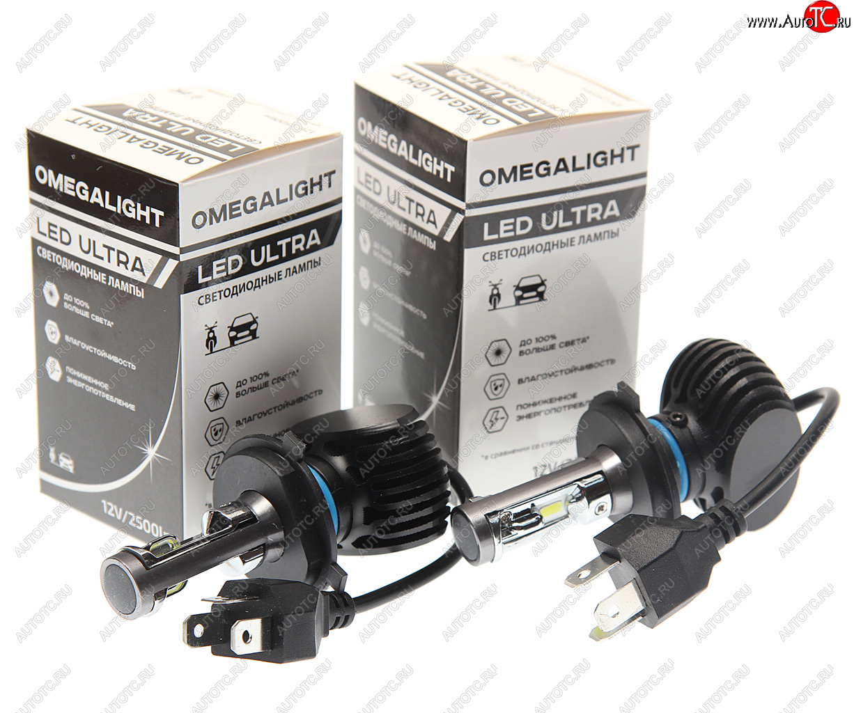1 699 р. Лампа светодиодная 12V H4 P43t-38 2500Lm (2шт.) Ultra OMEGALIGHT OMEGALIGHT olledh4ul-2  с доставкой в г. Майкоп