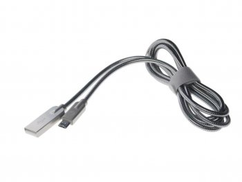 419 р. Кабель micro USB 1.2м серебристый металлическая оплётка PARTNER PARTNER olm-038650  с доставкой в г. Майкоп. Увеличить фотографию 1