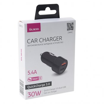 859 р. Устройство зарядное в прикуриватель 2USB 12V 5.4A Quick Charge 3.0 OLMIO OLMIO olm-038718  с доставкой в г. Майкоп. Увеличить фотографию 3