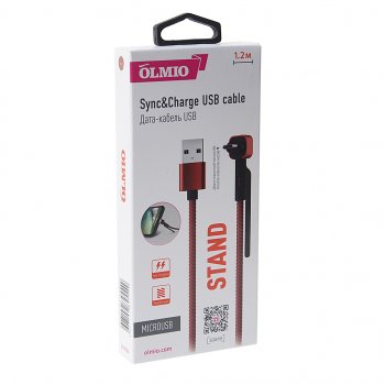 260 р. Кабель micro-USB 1.2м красный OLMIO OLMIO olm-039504  с доставкой в г. Майкоп. Увеличить фотографию 3