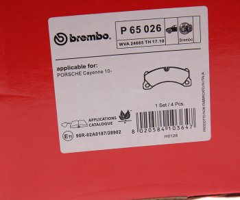 12 749 р. Колодки тормозные передние (4шт.) BREMBO Porsche Cayenne 958 (2010-2014)  с доставкой в г. Майкоп. Увеличить фотографию 4
