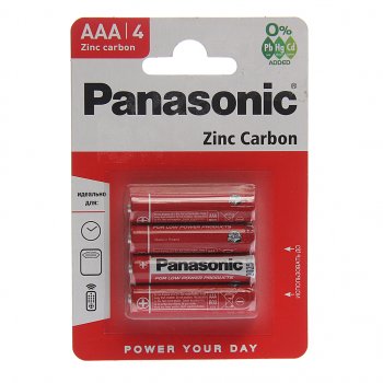 61 р. Батарейка AAA R03 1.5V блистер 4шт. (цена за 1шт.) Extra Heavy Duty PANASONIC PANASONIC pan-r03(4)бл  с доставкой в г. Майкоп. Увеличить фотографию 3