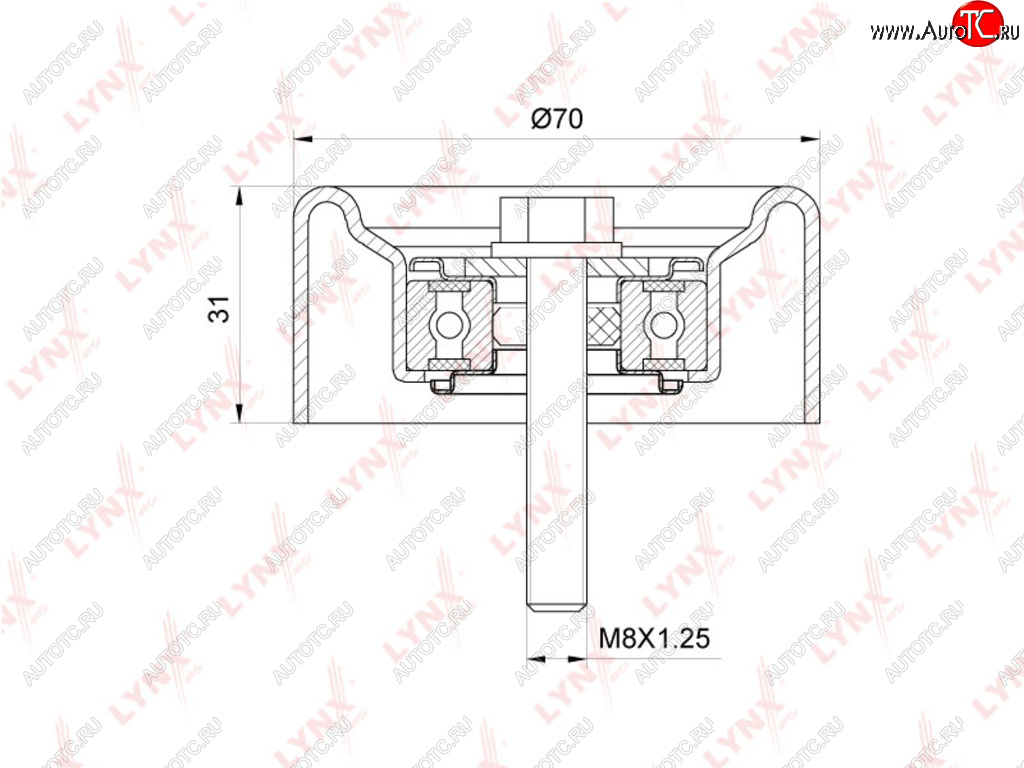 1 499 р. Ролик приводного ремня OPEL Antara (10-) обводной LYNX LYNX pb7205  с доставкой в г. Майкоп