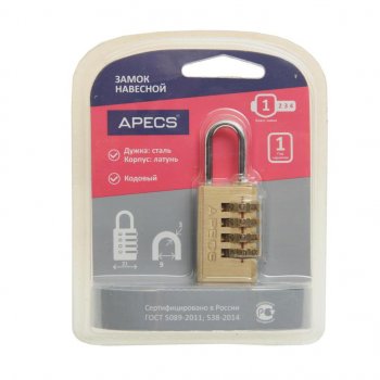 389 р. Замок навесной 21мм кодовый APECS APECS pdb-40-21-code  с доставкой в г. Майкоп. Увеличить фотографию 1