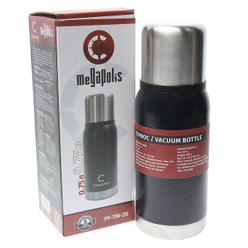 1 249 р. Термос 0.75л широкая горловина, сталь, черный Megapolis СЛЕДОПЫТ СЛЕДОПЫТ pf-tm-20  с доставкой в г. Майкоп. Увеличить фотографию 1