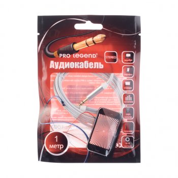 149 р. Кабель jack 3.5 1м белый текстиль PRO LEGEND PRO LEGEND pl1003  с доставкой в г. Майкоп. Увеличить фотографию 1