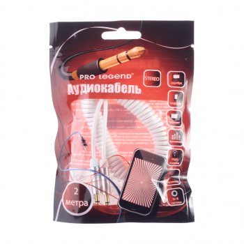 158 р. Кабель jack 3.5 2м белый спираль PRO LEGEND PRO LEGEND pl1029  с доставкой в г. Майкоп. Увеличить фотографию 1