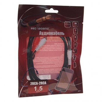 152 р. Кабель RCA 2х2 1.5м PRO LEGEND PRO LEGEND pl1067  с доставкой в г. Майкоп. Увеличить фотографию 1