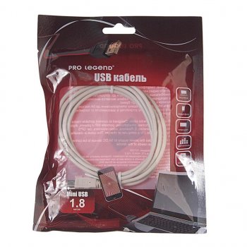 214 р. Кабель mini USB 1.5м PRO LEGEND PRO LEGEND pl1308  с доставкой в г. Майкоп. Увеличить фотографию 1