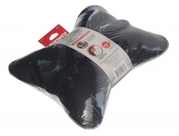 849 р. Подушка на подголовник косточка 30х21см экокожа черная ZIPOWER ZIPOWER pm0473  с доставкой в г. Майкоп. Увеличить фотографию 2